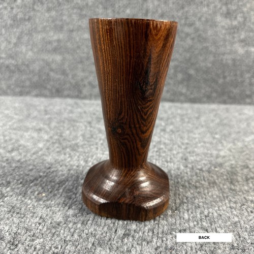 Vintage Wooden Bud Vase Small Brown Handcrafted Decorative Table Decor - Picture 2 of 8
