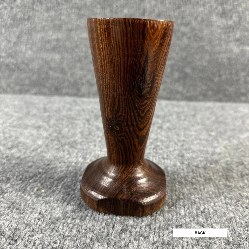 Винтажная деревянная ваза с бутонами маленькая коричневая декоративный настольный декор ручной работы - Изображение 2 из 4