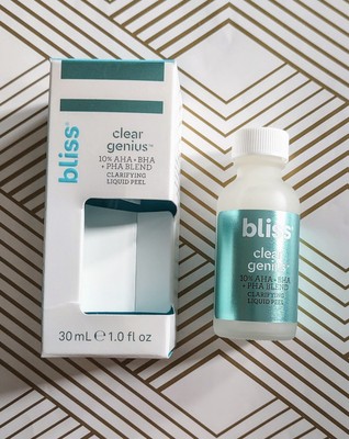 NIB! Bliss Clear Genius Clarifying Liquid Peel AHA BHA PHA 1 oz.