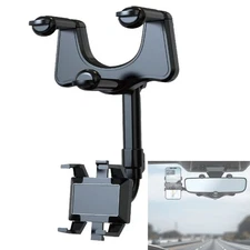 360°Rotatable and Retractable Car Phone Holder Car Rearview Mirror Bracket,Mu...