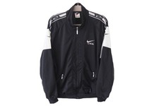 Vintage NIKE Track Jacket Full Zip Size M Black 90s sportswear windbreaker