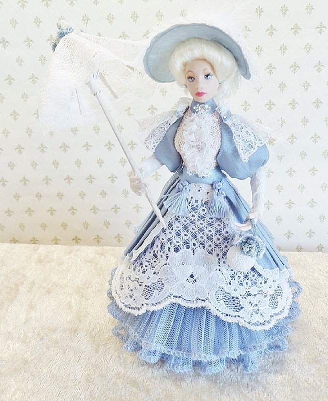 Dollhouse Doll Porcelain 1:12 OOAK by Ruthellen NEW  "Gibson Girl"