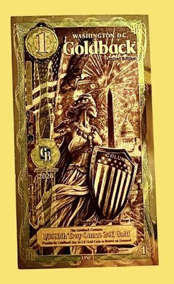 2026 Washington DC LIMITED EDITION .999 Fine Gold back Gold Foil Note 1/1000oz