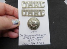 Dufferin & Haldimand Rifles of Canada Pair Whte Metal Shoulder Titles & 1 Button