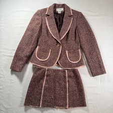 Jones New York 2-piece Skirt Suit Women s 4 Pink Tweed Wool READ DESCRIPTION