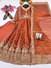 Handmade Anarkali Gown Indian Wedding Party Suit with Organza Laces