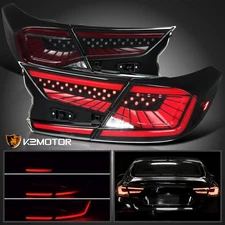Smoke Fits 2018-2022 Honda Accord Sedan Tail Light LED Sequential Signal Red Bar