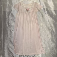 VTG Women s Nylon Nightgown Pink Embroidery Lace Detail Size M