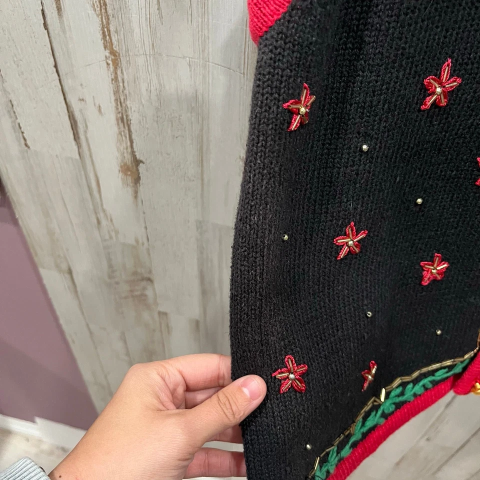 Chaleco de Navidad Feo Rojo Colección Kathie Lee Vacaciones Grande Vintage Foto 3 de 4