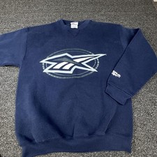 Vintage Reebok Sweatshirt Mens Large Navy Blue Crewneck Big Logo Spell Out 90s