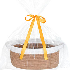 Small Basket with Gift Bags and Ribbons, Empty Gift Baskets for Mother's Day, De