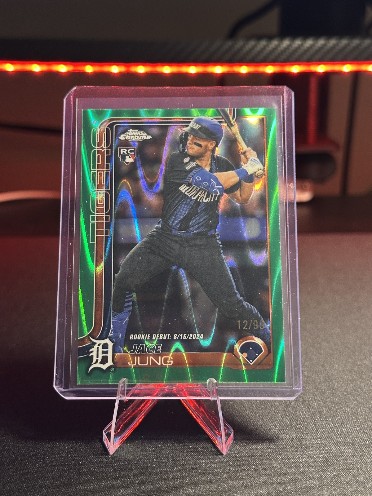 Jace Jung 2025 Topps Chrome Green RAYWAVE REFRACTOR  /99  Rookie Card #225