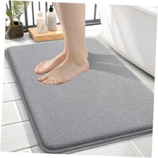  Thick Memory Foam Bath Mat Rug 24x16, Extra Soft Absorbent 24" x 16" Grey