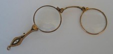 Lesehilfe Lorgnon vergoldet mit Email antik Klapp brille um 1900