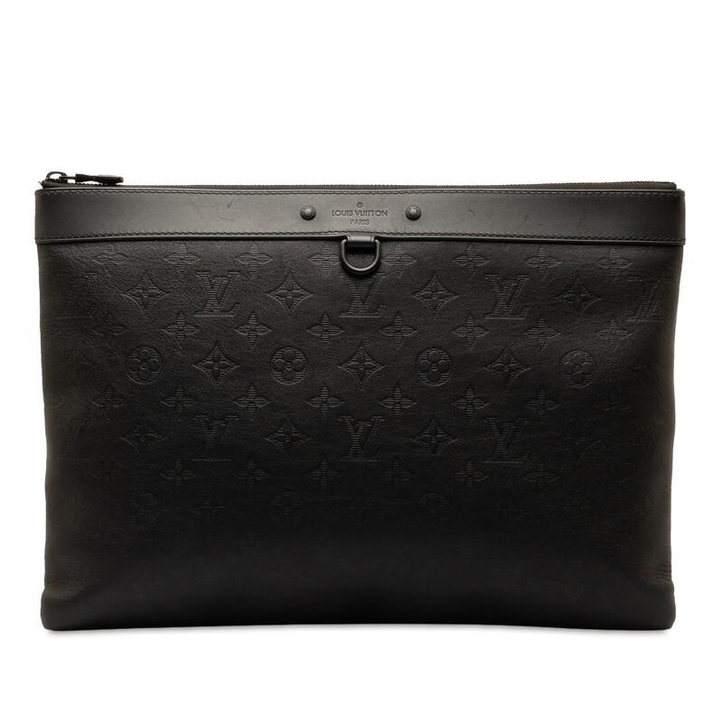 Louis Vuitton Monogram Shadow Pochette Discovery GM Clutch Bag Second Bag Black