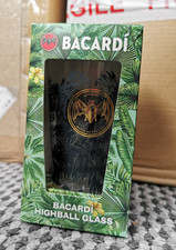 Official Bacardi Highball Glass - Gold Bat Logo & Rim - In Gift Box - Brand New