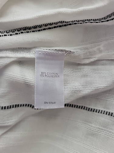 J. Jill Damen Hemdblusenkleid Baumwolle L weiß gestreift Knopfleiste Lagenlook - Bild 4 von 4