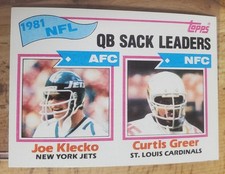 1982 Topps QB Sack Leaders Joe Klecko/Curtis Greer #259