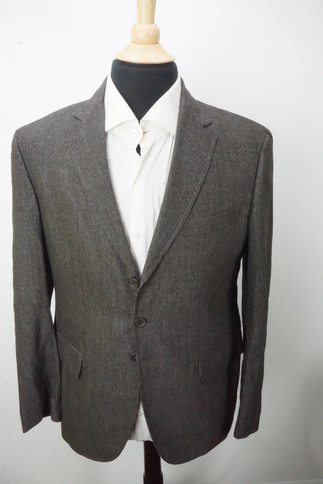 Chaqueta Abrigo Deportivo John Varvatos Marrón Negro Tejido Mezcla Cachemira 40/38 Totalmente Nueva Foto 3 de 4