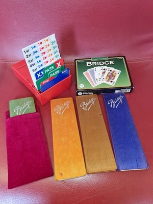 Vintage Bridge Score Sheet Holder Playing Cards Bridge Bidd Box + Cards