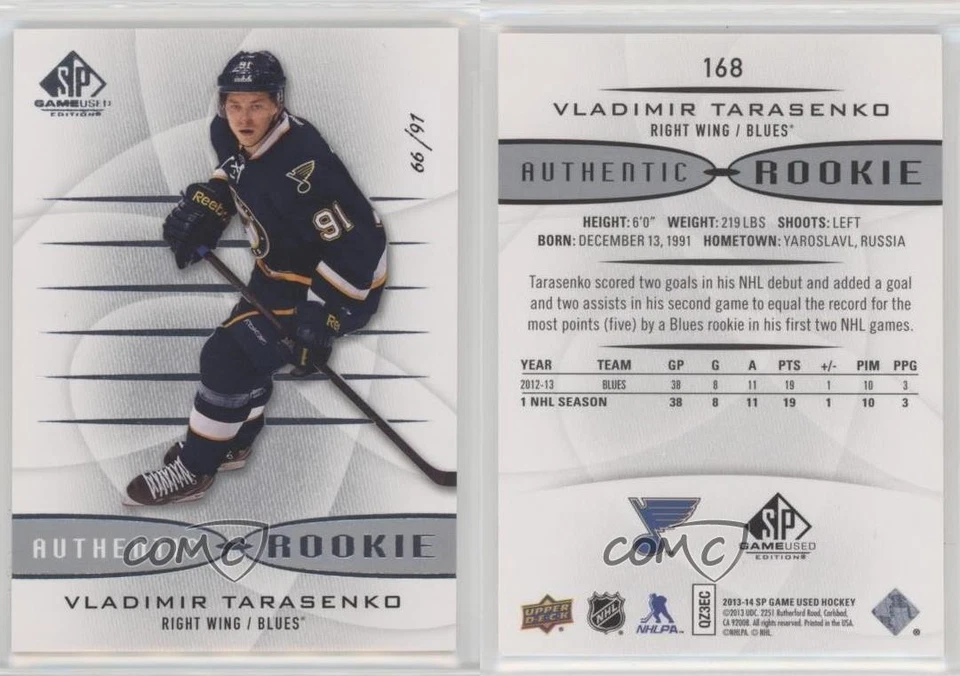 2013 SP Game Used Edition Authentic Rookies 66/91 Vladimir Tarasenko Rookie RC - Image 3 of 3