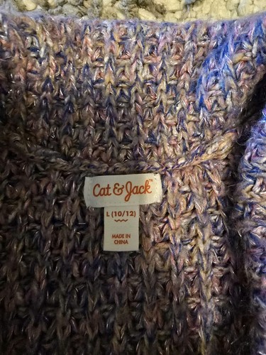 Cat And Jack Girls Long Sweater Cardigan Size L (10/12) Purple - Picture 3 of 3