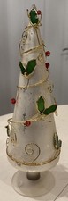 Christmas Tree Topper Stained Glass Leaf Wire Wrapped Satin Crystal Berries READ