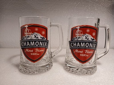 2 Rare Chamonix Mont Blanc Made In France Ski Hill Beer Mug