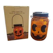 Cracker Barrel Exclusive LED Light Up Jack-O-Lantern Jar Halloween Pumpkin 7"