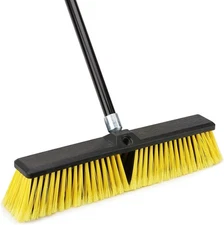 18 Inches Push Broom Outdoor - Heavy Duty Broom with 63" Long Handle for Deck Dr