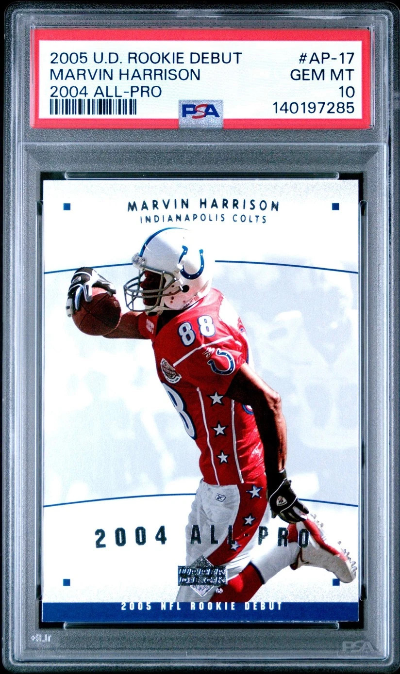 2005 UPPER DECK ROOKIE DEBUT MARVIN HARRISON 2004 ALL-PRO #AP-17 PSA 10
