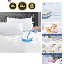 Twin Waterproof Mattress Pad, 100 Waterproof Quilted Fitted Mattress Protect...