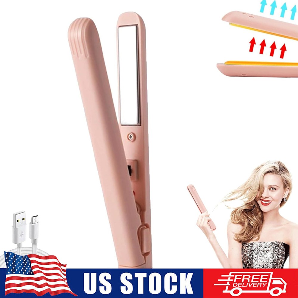 Mini Dual Hair Curling Iron & Straightener 2-in-1 Portable Styler