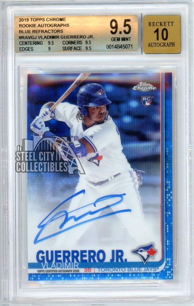 Vladimir Guerrero Jr 2019 Topps Chrome Blue Wave RC Auto Card RAVGJ /150 BGS 9.5