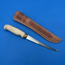 Rapala J MARTTIINI FINLAND Fillet Knife 6" Hand Ground Blade w/ Leather Sheath