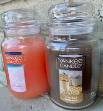 New Yankee Candle 22 oz Large Jar Lot of 2 Holiday Shimmer, Pink Sands Free Ship