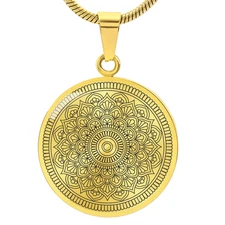 Graphic Circle Pendant + Necklace - Abstract Mandala 5