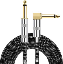 Guitar Cable, 1/4 Inch Cable 10 Ft, Straight to Right Angle 6.35mm Plug Bass ...