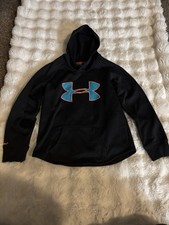 Under Armour Youth Medium Storm 1 Hoodie Black UA Logo Loose Fit - FAST SHIP