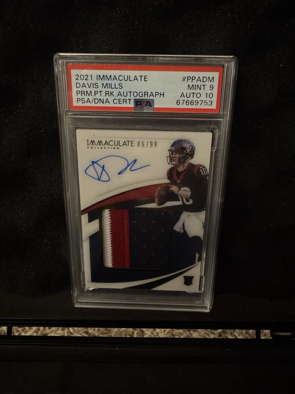 Davis Mills Panini Immaculate Collection Premium Patch Rookie Autographs #PPADM Base