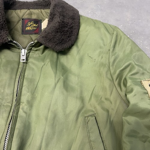 Chaqueta de bombardero vintage John Blair cuello de piel sintética forro acolchado bolsillos verde L? - Imagen 3 de 20