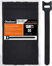 Cable Tie Reusable Black 50 Pack Straps Adjustable Releasable Extension Hook and
