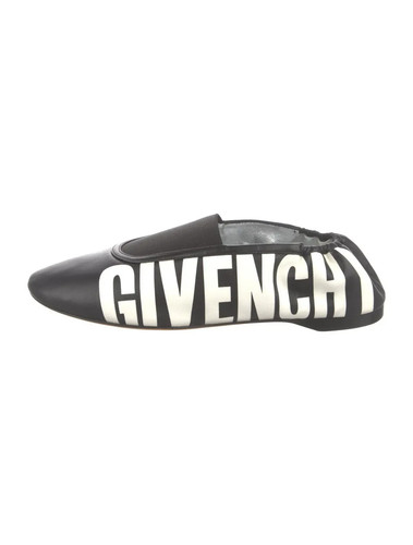 GIVENCHY Black Leather Logo Print Ballet Flats Slip On Shoes Womens EU 41 *READ*