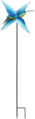 Wind Spinners - Garden Décor Hummingbird Spinner Yard Stake, 36.5-Inch, Blue