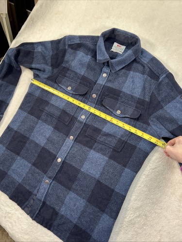 Fjällräven Canada Hemd Wollmischung Flanell Druckknopf blau kariert Herren Gr. Large - Bild 10 von 14