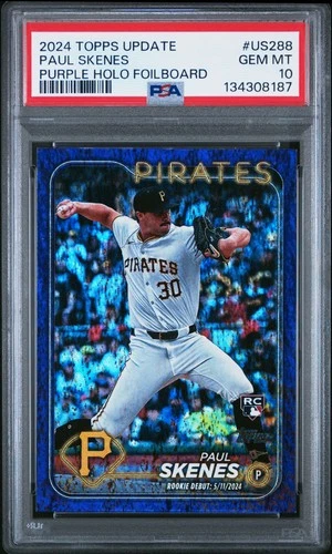 2024 Topps Update #US288 Paul Skenes Purple Holo Foil PSA 10 #/799 Rookie RC