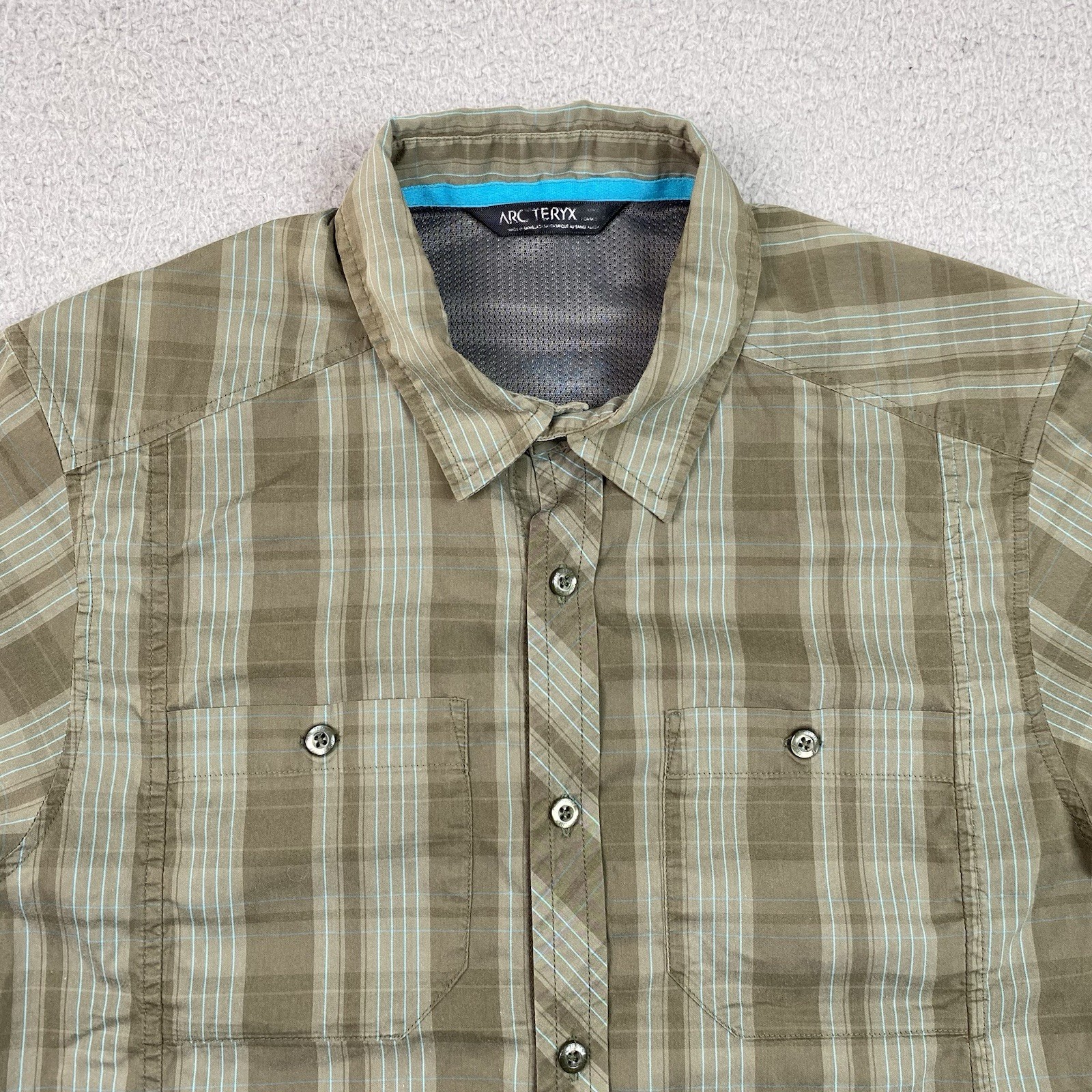 Arcteryx Shirt Men's Size S Green Plaid Short Sleeve Button Up Outdoor Hiking thumbnail 4
