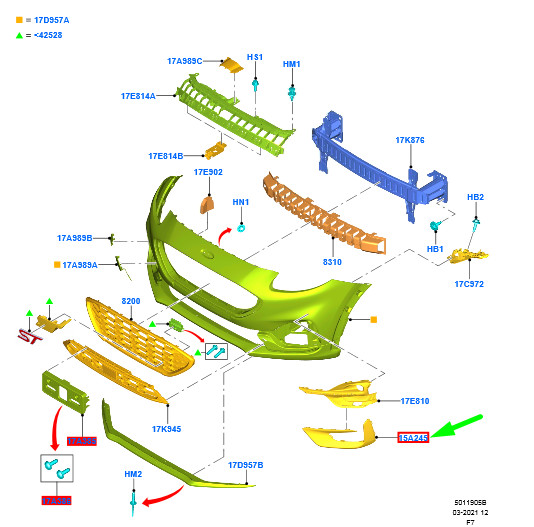 FORD PUMA MK2 Front Bumper Right Side Bezel 2470683 L1TB-15A298-BA  