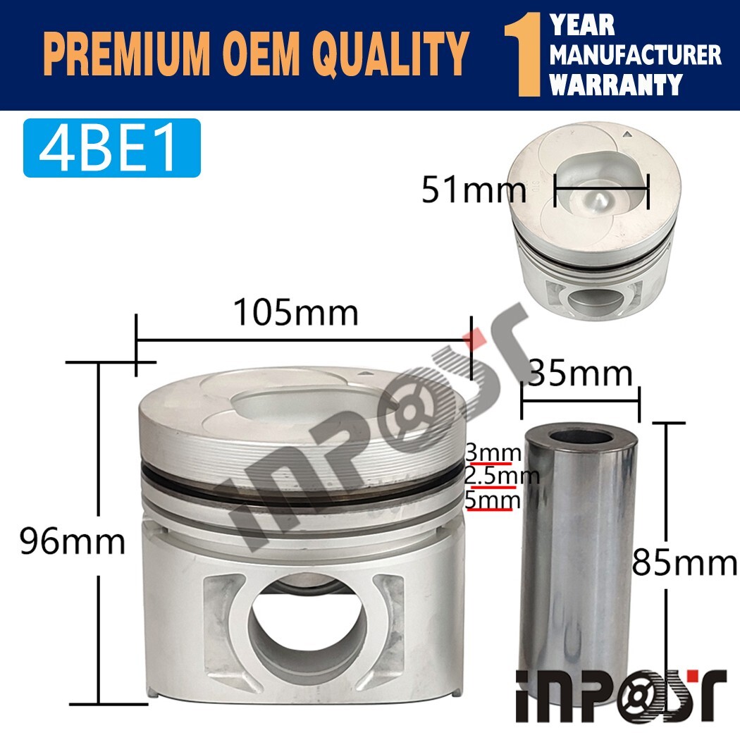 4Set Piston with ring For Isuzu 4BE1 Engine NKR NPR ELF35 Hitachi