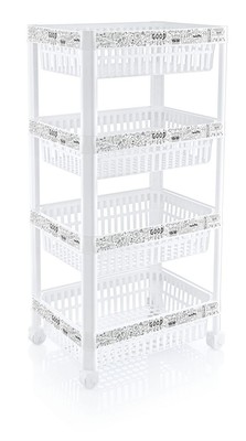 4 STUFIGES DEKO MULTIUSE SCHLANKES REGAL MIT RÄDERN KÜCHE GEMÜSE/OBST AUFBEWAHRUNG ALLZWECK